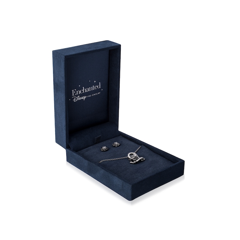 Main Image 2 of Enchanted Star Villains Maleficent 1/3 CT. T.W. Lab-Grown Diamond Rose Pendant Earrings Set in Sterling Silver