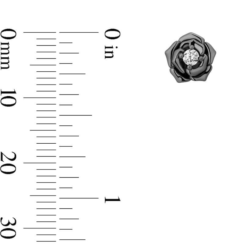 Main Image 8 of Enchanted Star Villains Maleficent 1/3 CT. T.W. Lab-Grown Diamond Rose Pendant Earrings Set in Sterling Silver