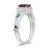 Thumbnail Image 2 of Enchanted Disney Pocahontas Princess-Cut Smoky Quartz, Turquoise and 1/10 CT. T.W. Diamond Ring in Sterling Silver