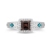 Thumbnail Image 4 of Enchanted Disney Pocahontas Princess-Cut Smoky Quartz, Turquoise and 1/10 CT. T.W. Diamond Ring in Sterling Silver
