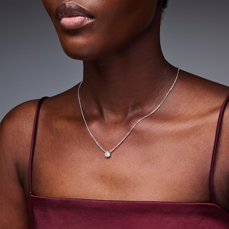 Main Image 2 of 1/2 CT. T.W. Certified Lab-Grown Diamond Solitaire Necklace in Sterling Silver (F/VS2) - 19"