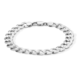9.6mm Flat Curb Chain Bracelet in Solid Sterling Silver - 8.5"