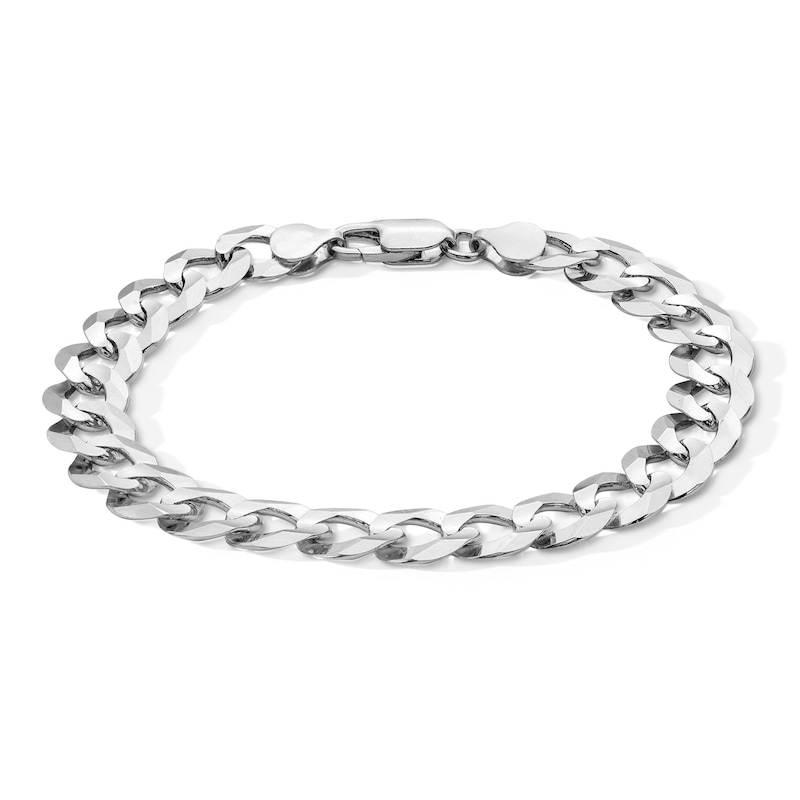 Main Image 1 of 9.6mm Flat Curb Chain Bracelet in Solid Sterling Silver - 8.5"