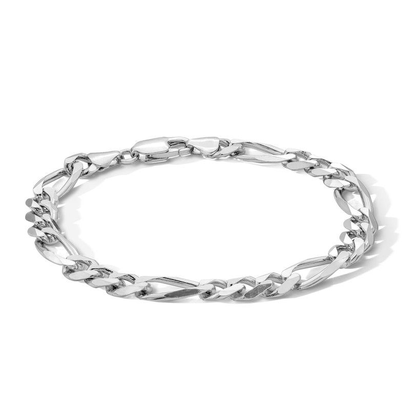 Main Image 1 of 7.2mm Figaro Chain Bracelet in Solid Sterling Silver - 8.5"