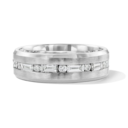 1/2 CT. T.W Baguette and Round Diamond Band in 10K White Gold