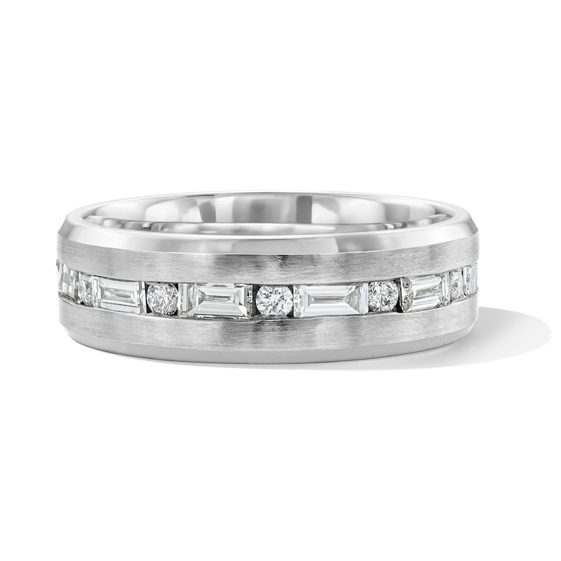 Main Image 1 of 1/2 CT. T.W Baguette and Round Diamond Band in 10K White Gold