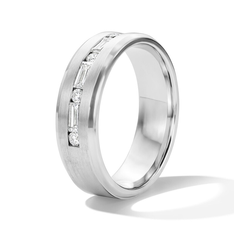 Main Image 2 of 1/2 CT. T.W Baguette and Round Diamond Band in 10K White Gold