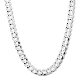 9.6mm Flat Curb Chain Necklace in Solid Sterling Silver - 22"