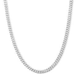 5.0mm Miami Cuban Pavé Curb Chain Necklace in Solid Sterling Silver - 20"