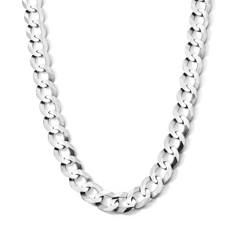 Main Image 1 of 12.0mm Flat Curb Chain Necklace in Solid Sterling Silver - 24"