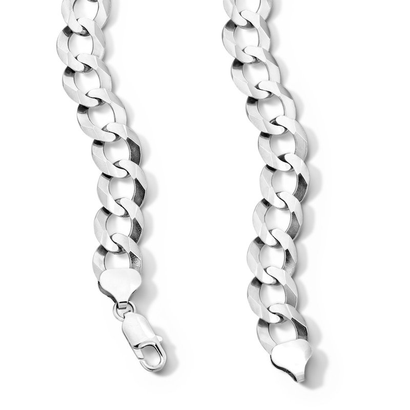 Main Image 3 of 12.0mm Flat Curb Chain Necklace in Solid Sterling Silver - 24"