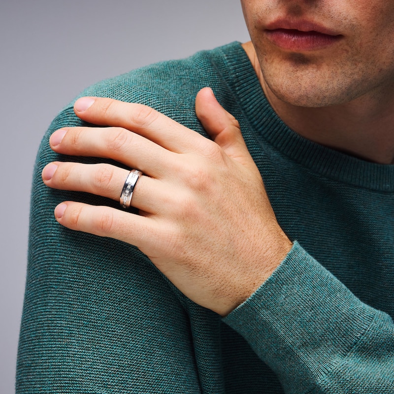 Main Image 2 of 1/2 CT. T.W. Diamond Center Band in 10K White Gold