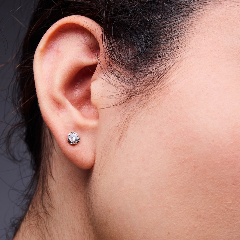 Main Image 2 of 1/2 CT. T.W. Certified Lab-Grown Diamond Solitaire Stud Earrings in Sterling Silver (F/VS2)