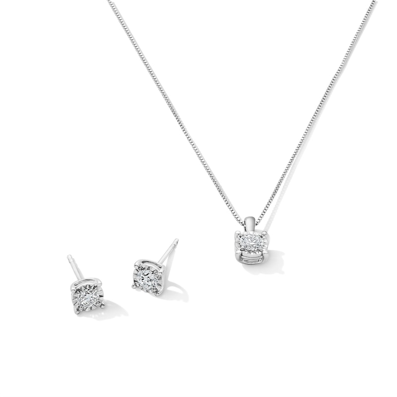 Main Image 1 of 1 CT. T.W. Certified Lab-Grown Diamond Solitaire Pendant and Stud Earrings Set in Sterling Silver (I/SI2)