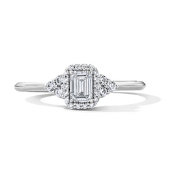 1/2 CT. T.W. Emerald-Cut Lab-Grown Diamond Frame Engagement Ring in 10K White Gold (F/VS2)