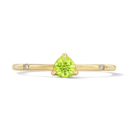 Trillion-Cut Peridot and Lab-Grown Diamond-Accent Stackable Ring in 10K Gold (F/VS2)