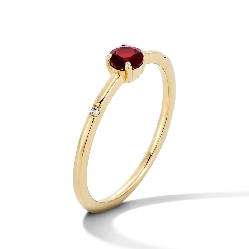 Main Image 4 of Garnet and Lab-Grown Diamond-Accent Stackable Ring in 10K Gold (F/VS2)