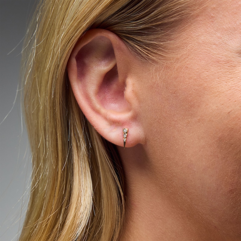 Main Image 2 of Lab-Grown Diamond-Accent Triangle Single Cartilage Stud Earring in 14K Gold (F/VS2)