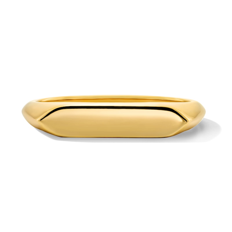 Main Image 1 of Flat Hex Signet Fashion Ring in Sterling Silver with 18K Gold Plate