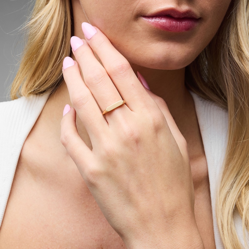 Main Image 2 of Flat Hex Signet Fashion Ring in Sterling Silver with 18K Gold Plate