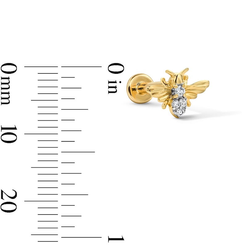 Main Image 3 of Lab-Grown Diamond-Accent Bee Single Cartilage Stud Earring in 14K Gold (F/VS2)