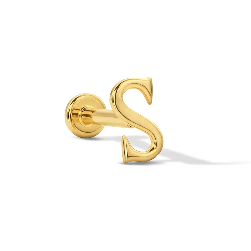 Main Image 1 of "S" Initial Single Cartilage Stud Earring in 14K Gold