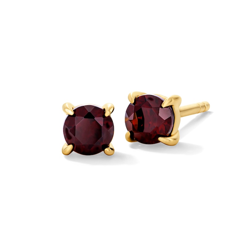Main Image 1 of Garnet Solitaire Stud Earrings in 10K Gold