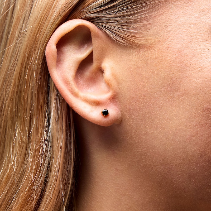 Main Image 2 of Garnet Solitaire Stud Earrings in 10K Gold