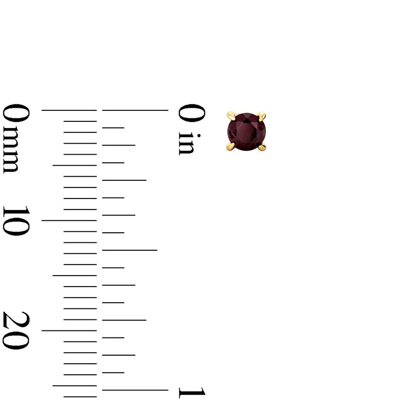 Main Image 3 of Garnet Solitaire Stud Earrings in 10K Gold