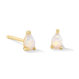 Pear-Shaped Opal Solitaire Stud Earrings in 10K Gold