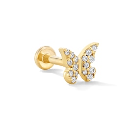 Lab-Grown Diamond-Accent Butterfly Single Cartilage Stud Earring in 14K Gold (F/VS2)