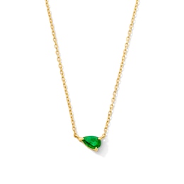 Pear-Shaped Emerald Solitaire Necklace in 10K Gold