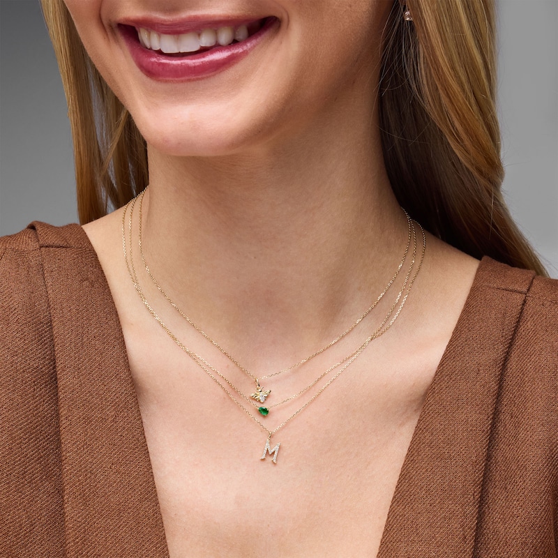 Main Image 3 of Pear-Shaped Emerald Solitaire Necklace in 10K Gold