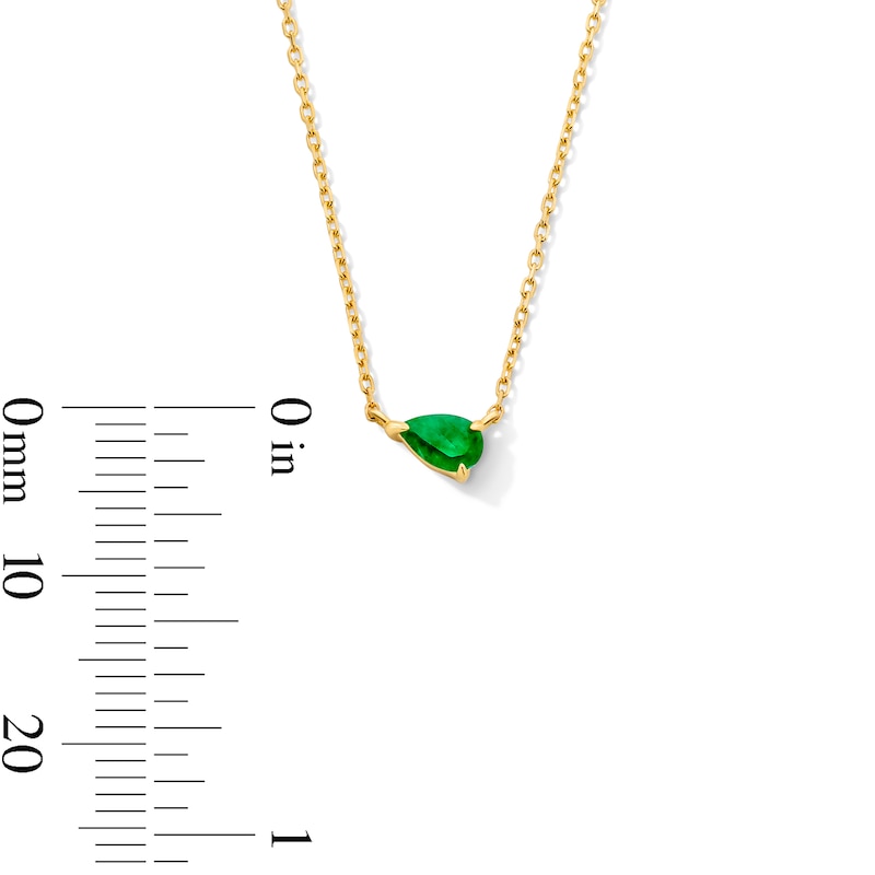 Main Image 5 of Pear-Shaped Emerald Solitaire Necklace in 10K Gold
