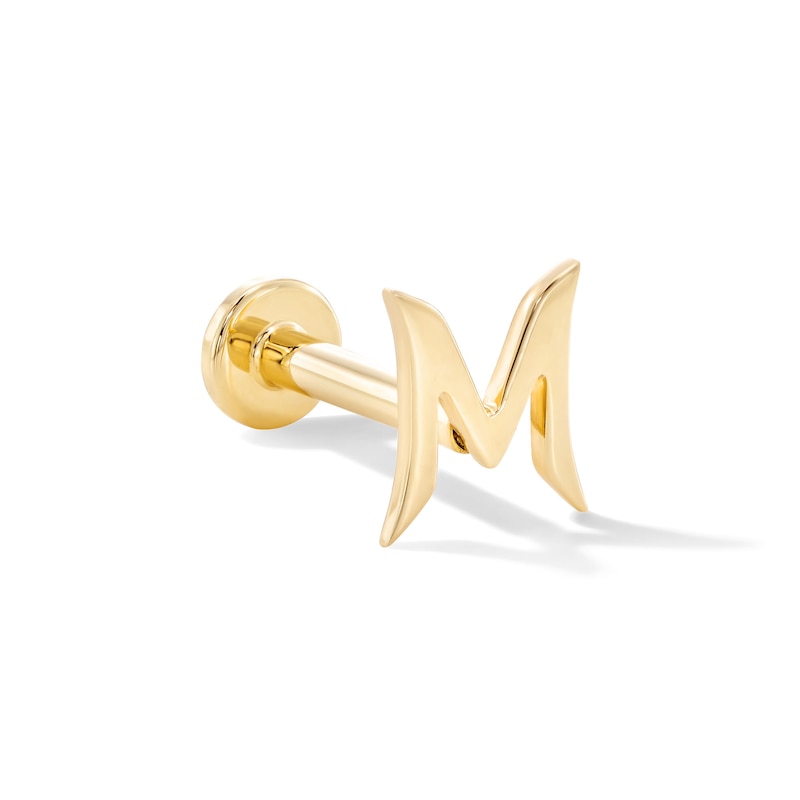 Main Image 1 of "M" Initial Single Cartilage Stud Earring in 14K Gold