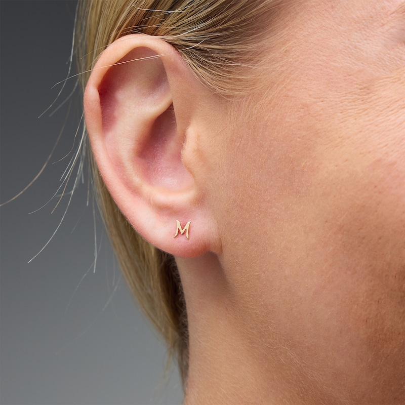 Main Image 2 of "M" Initial Single Cartilage Stud Earring in 14K Gold