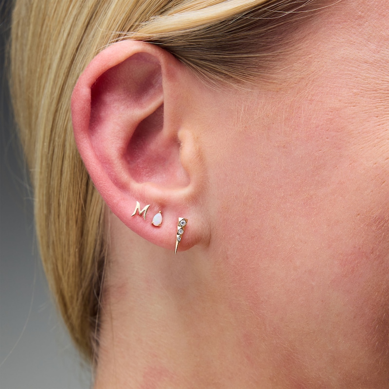 Main Image 3 of "M" Initial Single Cartilage Stud Earring in 14K Gold