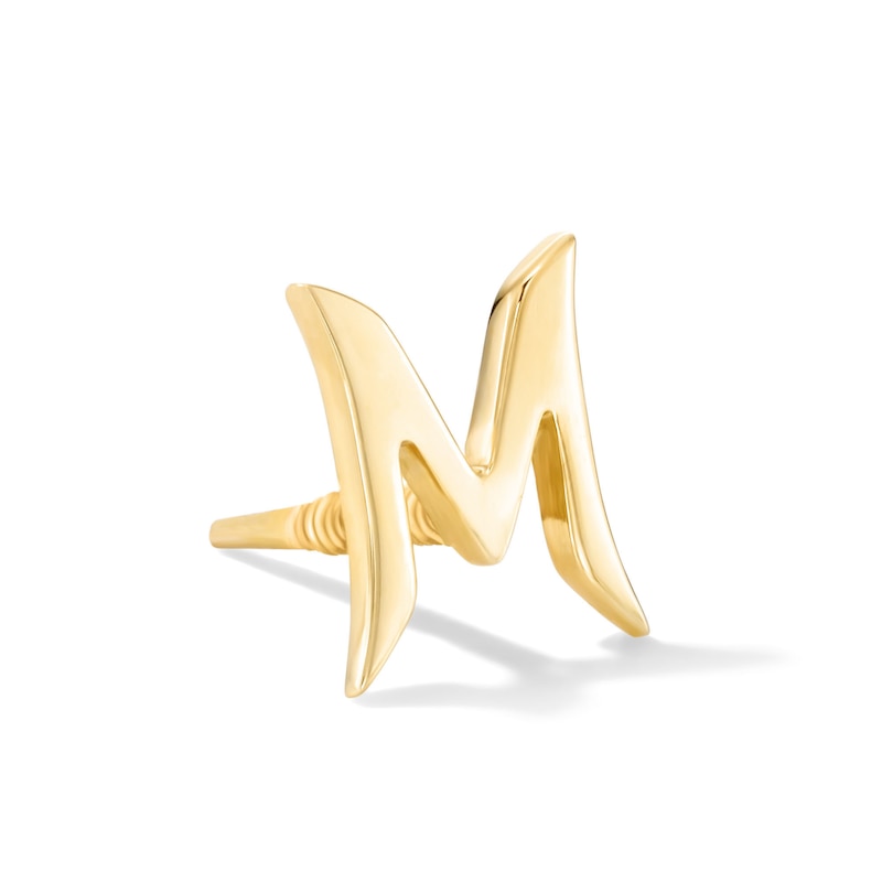 Main Image 4 of "M" Initial Single Cartilage Stud Earring in 14K Gold