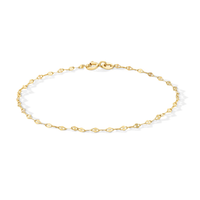 Main Image 1 of Flat Oval Mirror Chain Bracelet in Solid Sterling Silver with 18K Gold Plate - 7.25″