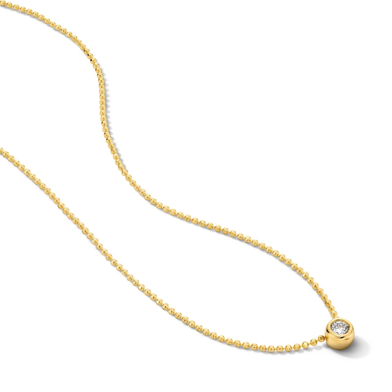 Main Image 4 of 1/10 CT. T.W. Lab-Grown Diamond Solitaire Necklace in Sterling Silver with 18K Gold Plate (H/SI2)