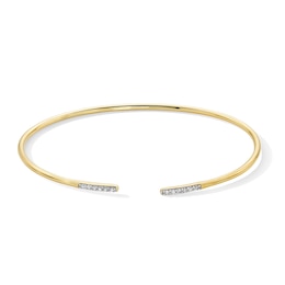 1/8 CT. T.W. Lab-Grown Diamond Cuff Bracelet in Hollow Sterling Silver with 18K Gold Plate (H/SI2) - 7.76″