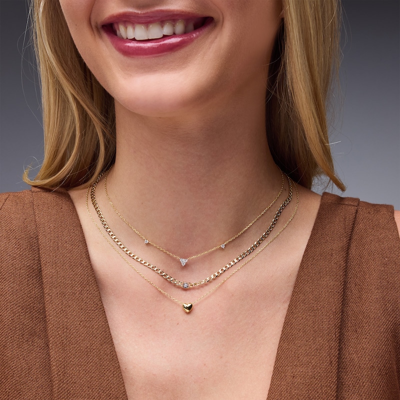 Main Image 3 of 1/5 CT. T.W. Lab-Grown Diamond Triangle Station Necklace in Sterling Silver with 18K Gold Plate (H/SI2)