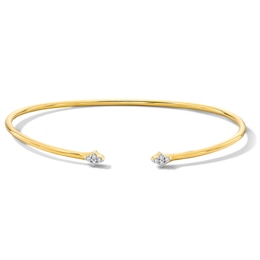 1/10 CT. T.W. Lab-Grown Diamond Cuff Bracelet in Hollow Sterling Silver with 18K Gold Plate (H/SI2) - 7.76″