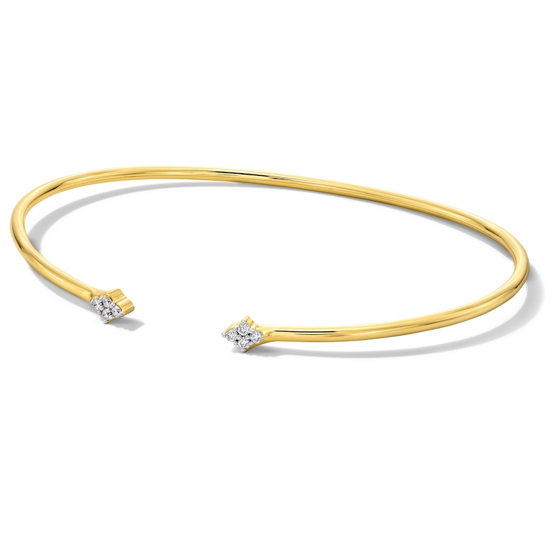 Main Image 4 of 1/10 CT. T.W. Lab-Grown Diamond Cuff Bracelet in Hollow Sterling Silver with 18K Gold Plate (H/SI2) - 7.76″