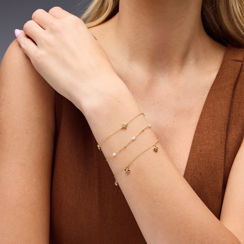 Main Image 3 of Lab-Grown Diamond-Accent Starburst Station Bracelet in Sterling Silver with 14K Gold Plate (F/SI2) - 7.25″