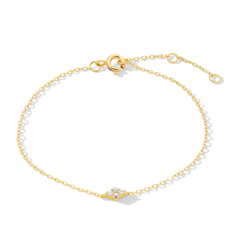Main Image 1 of 1/20 CT. T.W. Lab-Grown Diamond Quartet Bracelet in Sterling Silver with 14K Gold Plate (F/SI2) - 7.25″