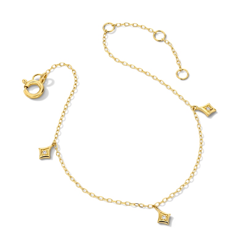 Main Image 4 of Lab-Grown Diamond-Accent Rhombus Dangle Station Bracelet in Sterling Silver with 14K Gold Plate (F/SI2) - 7.25″