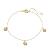 Thumbnail Image 1 of Lab-Grown Diamond-Accent Flower Dangle Station Bracelet in Sterling Silver with 14K Gold Plate (F/SI2) - 7.25″