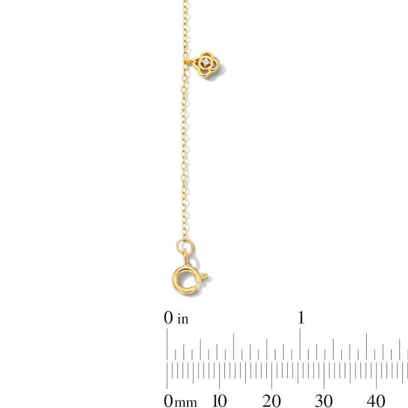 Main Image 5 of Lab-Grown Diamond-Accent Flower Dangle Station Bracelet in Sterling Silver with 14K Gold Plate (F/SI2) - 7.25″