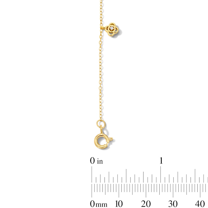 Main Image 6 of Lab-Grown Diamond-Accent Flower Dangle Station Bracelet in Sterling Silver with 14K Gold Plate (F/SI2) - 7.25″